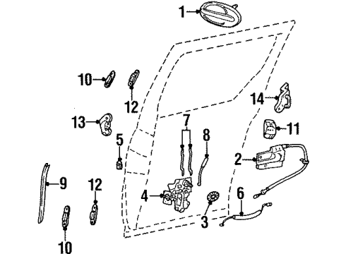 1999 Ford Windstar Side Loading Door - Lock & Hardware Handle, Inside Diagram for XF2Z-1626681-AA
