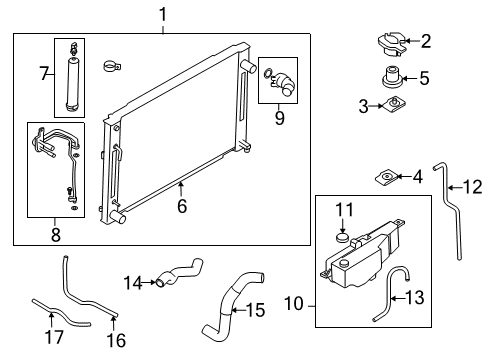 Diagram for 2010 Infiniti G37 Radiator & Components
