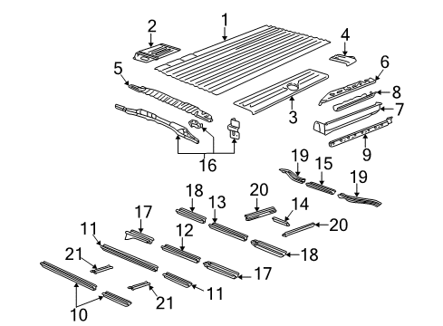 1999 GMC Savana 1500 Rear Body & Floor - Floor Floor Pan Diagram for 15227522