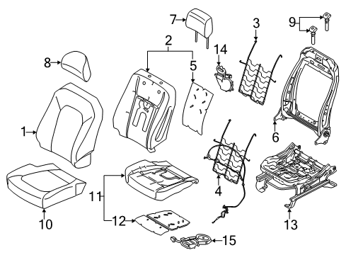 2019 Ford F-350 Super Duty Front Seat Components Seat Cushion Pad Diagram for HC3Z-25632A22-A