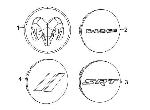 2018 Dodge Challenger Wheel Covers & Trim Wheel Center Cap Diagram for 6CZ27RXFAA