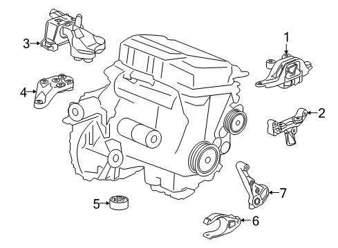 2017 Chevrolet Cruze Engine & Trans Mounting Mount Bracket Diagram for 39014382