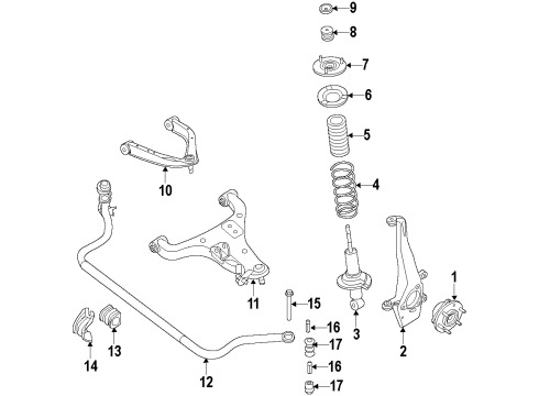 2019 Nissan NV3500 Front Suspension Components, Lower Control Arm, Upper Control Arm, Stabilizer Bar Hub Assembly Road Wheel Diagram for 40202-1PA0A