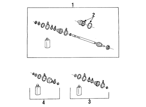 1991 Hyundai Scoupe Drive Axles - Front Boot Kit-Front Axle Differential Side Diagram for 49506-24A01