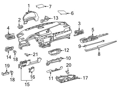 2014 Lexus ES350 Cluster & Switches, Instrument Panel Lamp Sub-Assy, Interior Illumination Diagram for 81081-33010