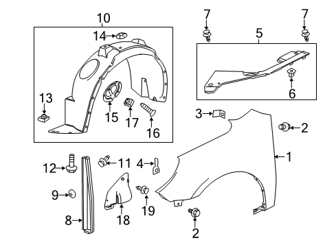 2012 Chevrolet Equinox Fender & Components Fender Liner Diagram for 22888599