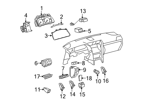 2008 Lexus LS460 Cluster & Switches, Instrument Panel, Glove Box Switch Assy, Outer Mirror Diagram for 84870-50400-B0