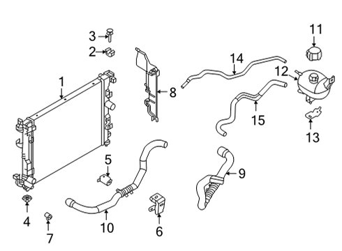 2022 Nissan Versa Radiator & Components Bracket-Stay Diagram for 21544-5RB0B