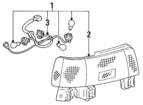 1993 Toyota Tercel Tail Lamps Cord, Rear Combination Diagram for 81555-16421