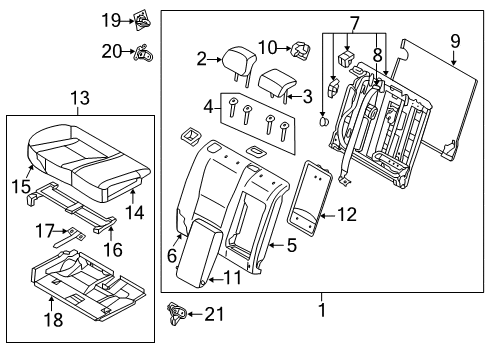 2013 Hyundai Elantra GT Rear Seat Components Cushion Assembly-Rear Seat, RH Diagram for 89200-A5300-SBL
