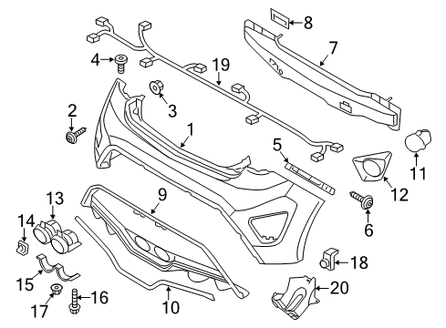 2014 Hyundai Veloster Rear Bumper Ultrasonic Sensor Assembly-P.A.S Diagram for 95720-2V401