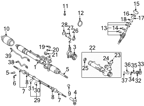 Diagram for 1996 Toyota RAV4 Steering Column & Wheel, Steering Gear & Linkage 