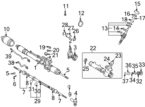 1998 Toyota RAV4 Steering Column & Wheel, Steering Gear & Linkage Pinion Valve Diagram for 44201-42040