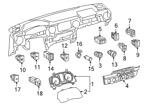 2017 Toyota Tacoma A/C & Heater Control Units Dash Control Unit Diagram for 55900-04140-B1