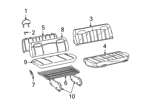 1998 Chevrolet P30 Rear Seat Components PAD, Seat Cushion Diagram for 12387632