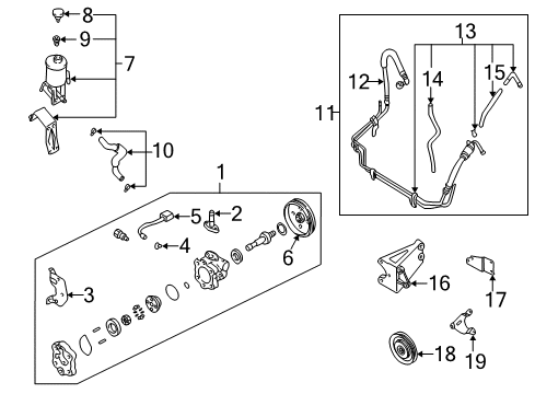 2002 Nissan Frontier P/S Pump & Hoses, Steering Gear & Linkage Pulley-Power Steering Pump Diagram for 49132-4S100