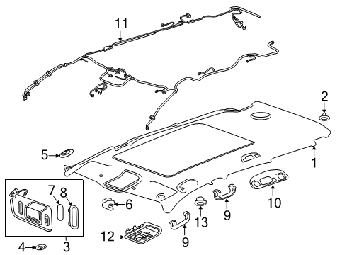 2021 Chevrolet Blazer Interior Trim - Roof Reading Lamp Assembly Diagram for 84309966