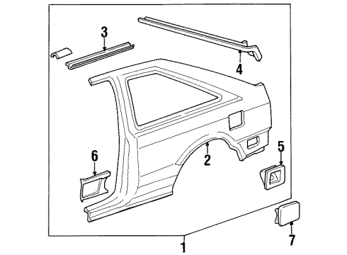 1989 Honda Accord Quarter Panel & Components Adapter, Fuel Cap Diagram for 63915-SE0-A00ZZ