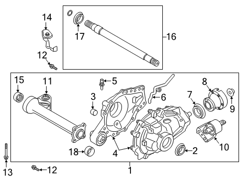 2020 Ford Ranger Carrier & Front Axles Axle Diagram for KB3Z-3002-A