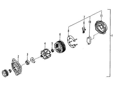 1993 Infiniti G20 Alternator Cover Assy-Front Diagram for 23118-64J15