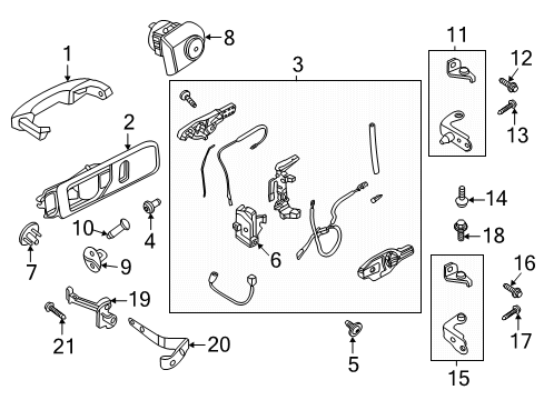 2022 Ford Police Interceptor Utility Lock & Hardware Handle, Outside Diagram for LB5Z-7822404-EA