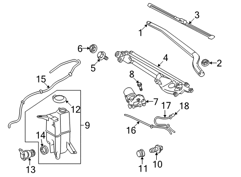 2018 Toyota Sequoia Wiper & Washer Components Washer Hose Diagram for 90068-33096