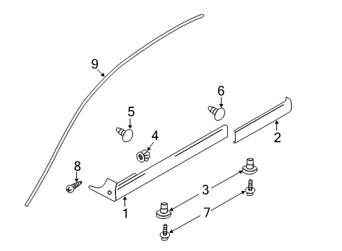 2006 Nissan Altima Exterior Trim - Pillars, Rocker & Floor Moulding-Roof Drip, Front LH Diagram for 76813-8J000