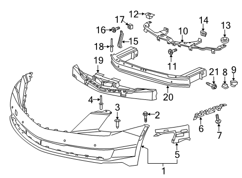 2015 Cadillac ELR Front Bumper Side Retainer Diagram for 22883368