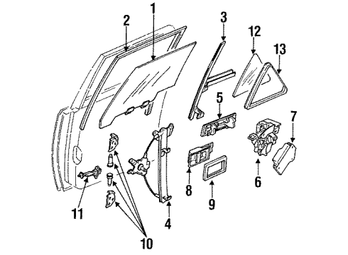 1990 Nissan Stanza Door & Components Regulator Assembly-Door Window L Diagram for 82701-54E12