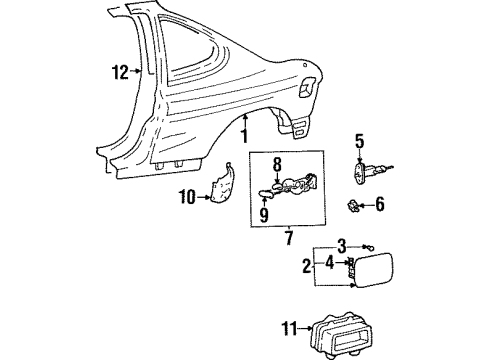 1999 Hyundai Tiburon Fuel Door Catch & Cable Assembly-Fuel Filler Diagram for 81590-27000