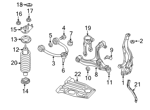 2020 Jeep Grand Cherokee Front Suspension, Lower Control Arm, Upper Control Arm, Ride Control, Stabilizer Bar, Suspension Components Front Upper Control Arm Diagram for 68282328AA