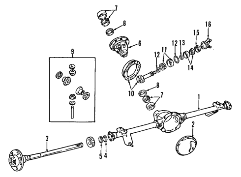 2002 Jeep Grand Cherokee Rear Axle, Differential, Propeller Shaft Gear Kit-Ring And PINION Diagram for 5019854AB