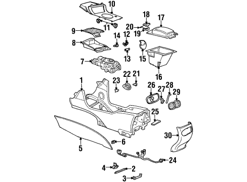 2002 Oldsmobile Aurora Front Console Switch Asm-Driver Seat Heater Diagram for 25654060