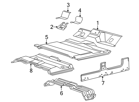 2005 Ford Excursion Floor & Rails Rear Floor Pan Diagram for YC3Z-7811160-AA