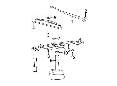 2005 Hyundai Sonata Wiper & Washer Components Windshield Wiper Arm Assembly Diagram for 98310-3D050