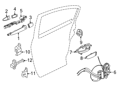 2020 Nissan Maxima Rear Door - Lock & Hardware Outside Handle Grip, Passenger Side Diagram for 82640-9DJ6A