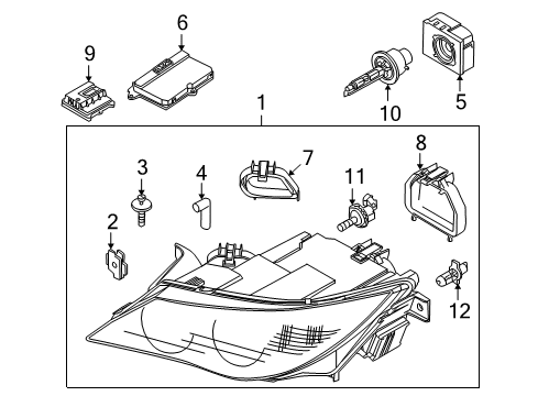2007 BMW M6 Headlamps Headlight Front Right Diagram for 63127165986