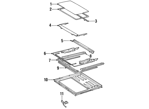 1986 Toyota Celica Sunroof Weatherstrip, Sliding Roof Diagram for 63251-20040