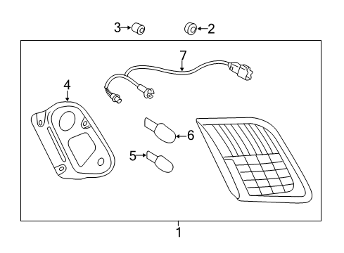 2007 Toyota Camry Bulbs Back Up Lamp Guide Diagram for 81496-33020