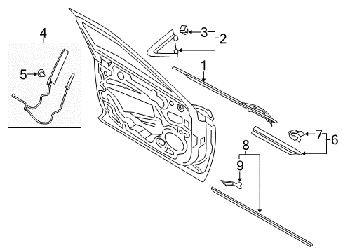 2018 Lincoln Continental Exterior Trim - Front Door Side Molding Diagram for GD9Z-5420879-AB