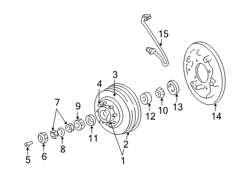 2000 Dodge Ram 3500 Van Rear Brakes Drum-Brake Diagram for 52009541AD