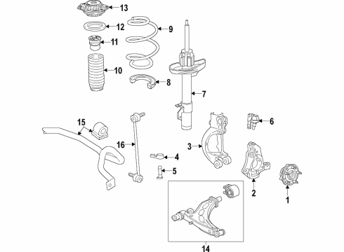 2018 Buick LaCrosse Front Suspension Components, Lower Control Arm, Stabilizer Bar Lower Insulator Diagram for 23284102