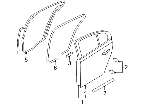 2009 Lincoln MKS Rear Door Lower Weatherstrip Diagram for 8A5Z-5425324-B
