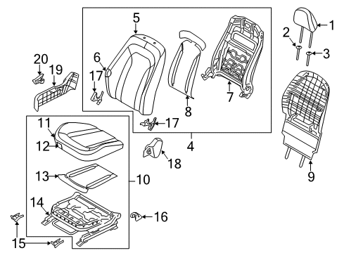 2011 Kia Optima Power Seats Front Seat Cushion Driver Covering Diagram for 882602T010AK8