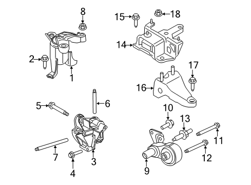 2015 Ford Fiesta Engine & Trans Mounting Mount Plate Bolt Diagram for -W500724-S437