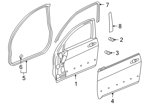 2004 Honda Accord Front Door Sub-Seal, L. FR. Door Diagram for 72365-SDA-A02