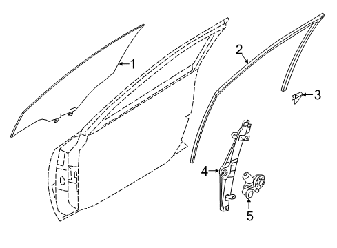 2016 Nissan Maxima Front Door Glass Run Rubber-Front Door LH Diagram for 80331-4RA2A