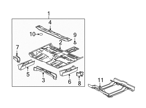 2002 Saturn Vue Pillars, Rocker & Floor - Floor & Rails Panel Asm, Floor Diagram for 22718956