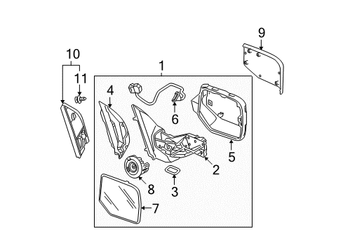 2014 Honda Pilot Mirrors Mirror Sub-Assembly, Passenger Side (1400R) (English) Diagram for 76203-SZA-A01