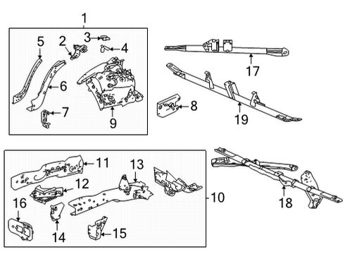 2022 Acura TLX Structural Components & Rails Bar, Left Front Tower Diagram for 74185-TGV-A00